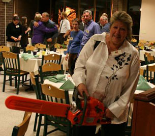 Raffle winner Edna Boroden at the Council's annual Forestry Dinner & Silent Auction