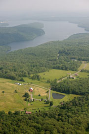 aerial farm reservoir landscape by Josh Dick